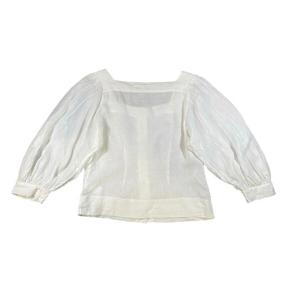 J.Crew Square Neck Button Down Balloon Sleeve Linen Top - S - Picture 4 of 4